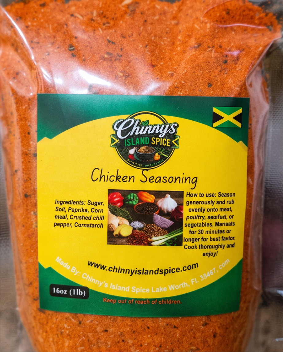 Close-up of Chicken Seasoning ingredients and instructions label