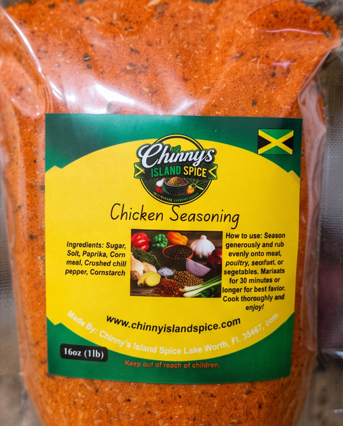 Close-up of Chicken Seasoning ingredients and instructions label