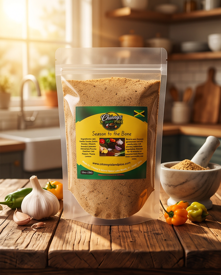 Season to the Bone seasoning pouch on a kitchen counter