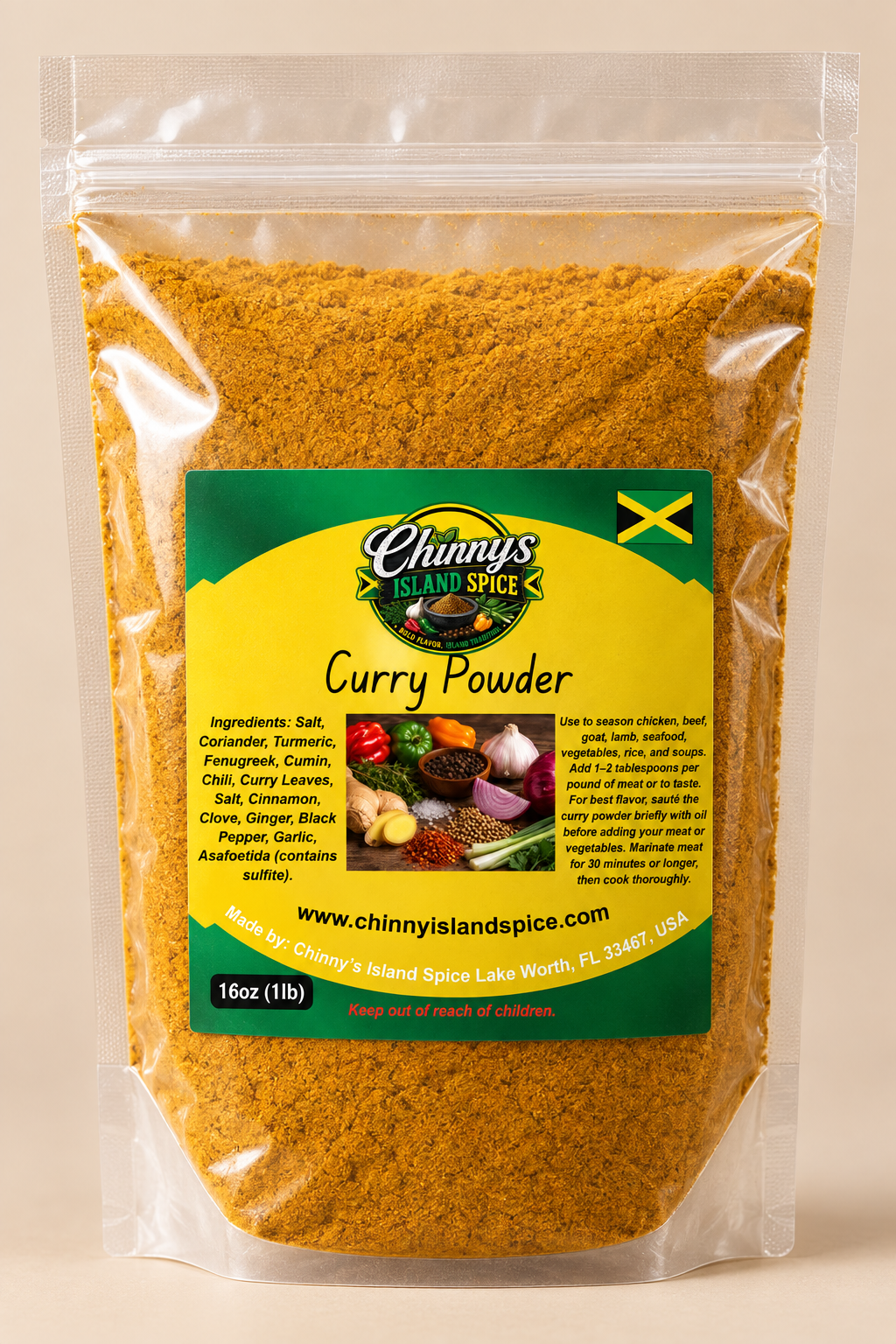 Chinny’s Island Spice Curry Powder 1 lb pouch mockup