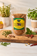 Jerk Seasoning bag with 8 oz (½ lb) weight label